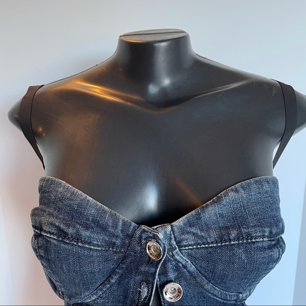 MISS SIXTY blue denim bustier crop top, size small - Picture 3 of 11